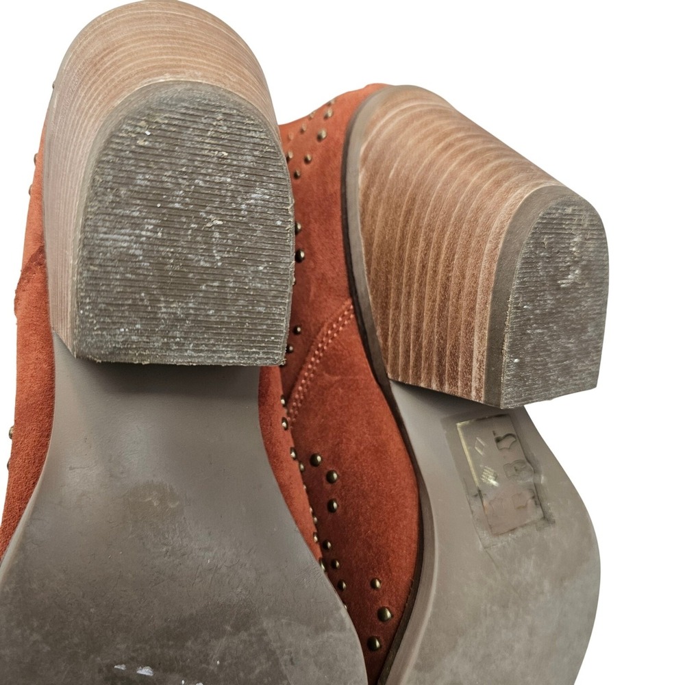 Dingo Burnt Orange Suede Studded Western‎ Ankle Boots Size 10 Cowgirl Booties - Picture 8 of 11